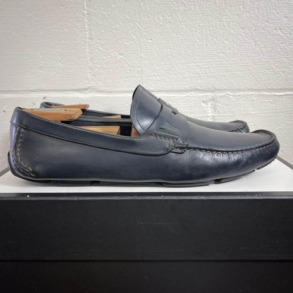 Salvatore Ferragamo Black Leather Casual Driving Loafers Slip O Men's 9.5 US
